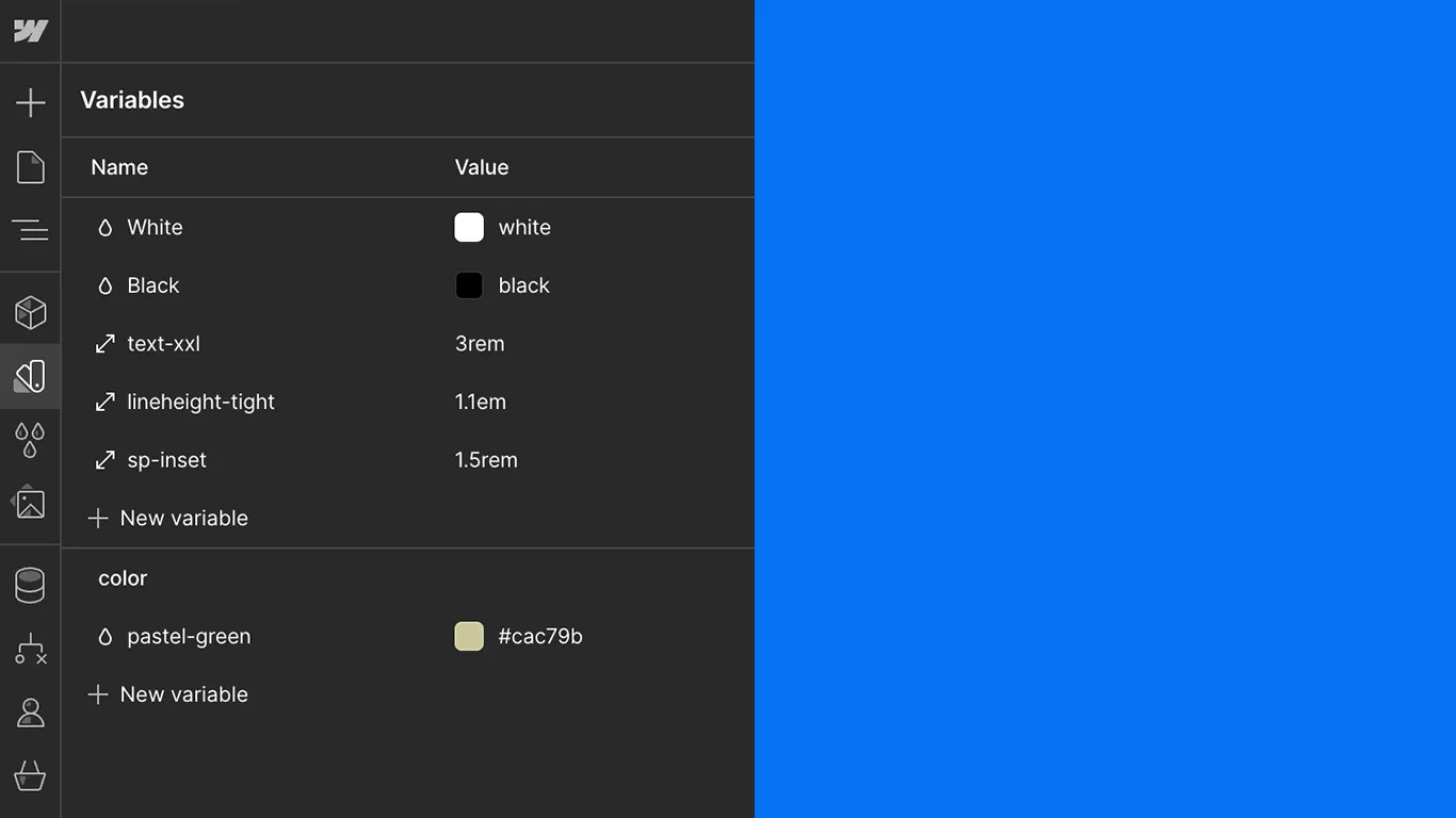 CSS Variables in the Webflow Designer